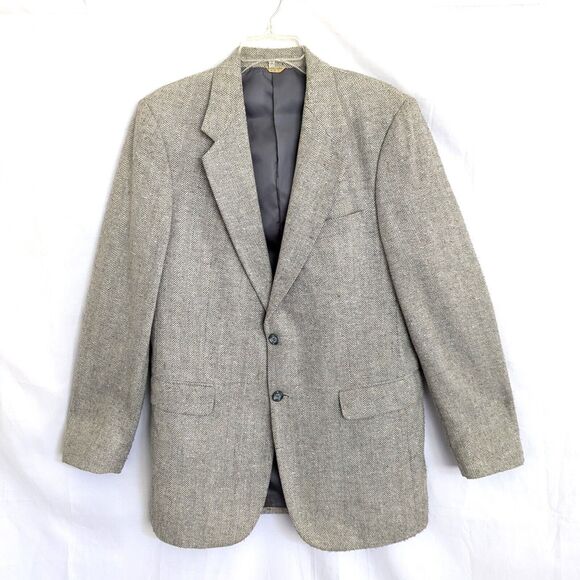 Oakton Other - VTG Oakton Ltd. Men's 40L Gray Poly Silk Sport Coat Blazer Stripe Herringbone